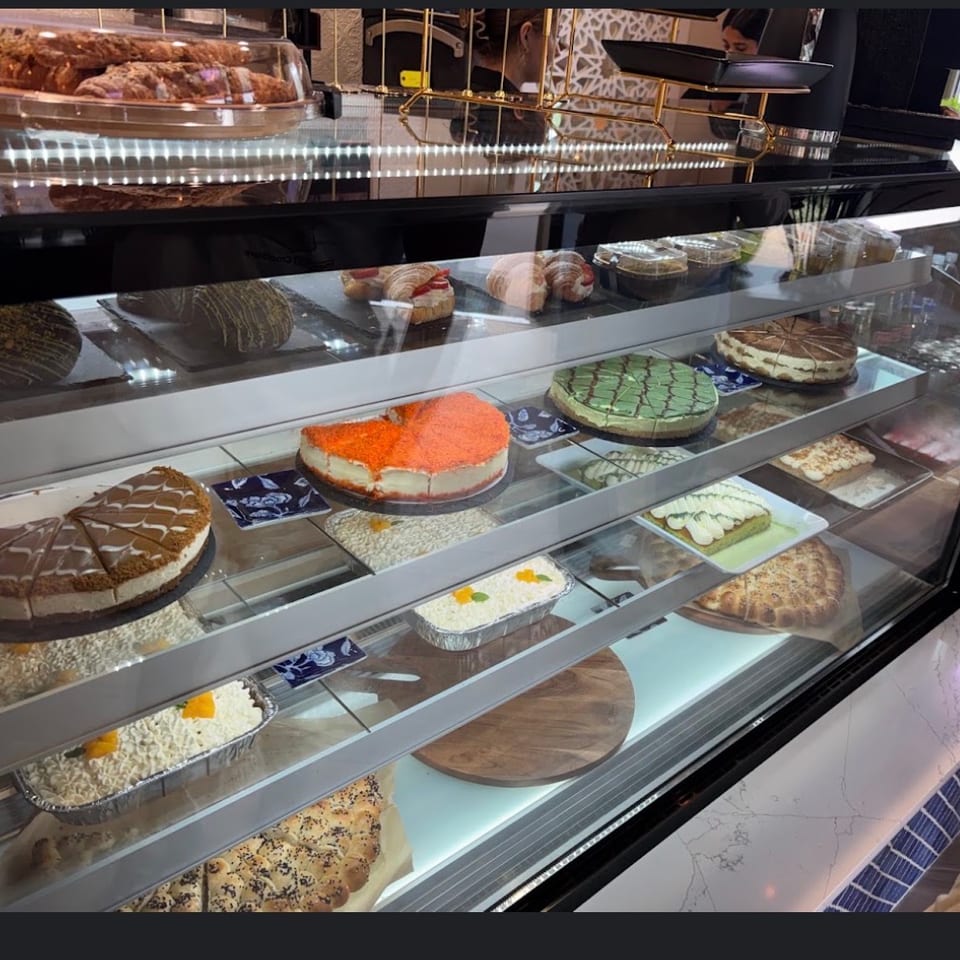 Cakes and pastries in the High Point display case.